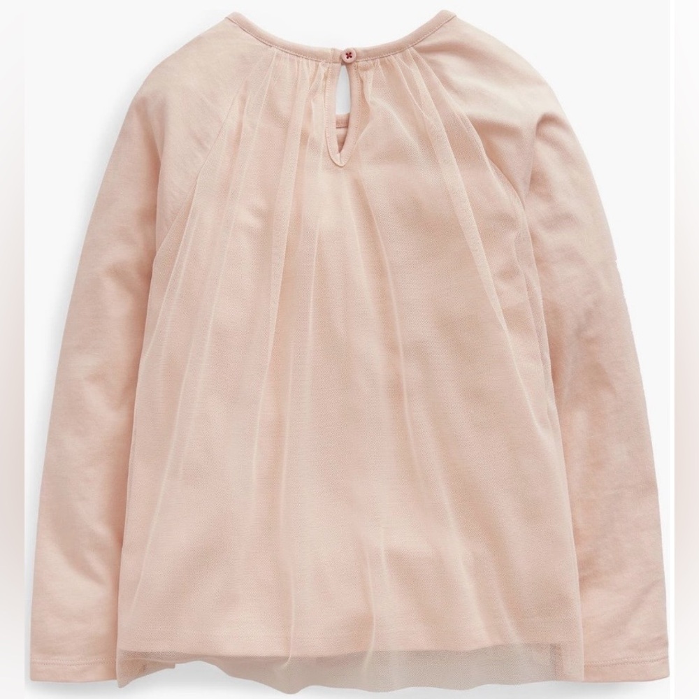 Mini Boden Embellished Tulle Overlay
LS Tee in Blush, Colorful Pom Pom Accents - Picture 2 of 7
